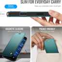 for iPhone 16 Pro Case Wallet Compatible with Magsafe, Slim PU Leather Flip RFID Blocking Card Holder Stand Shockproof Magnetic Women Men Wallet Phone Case Cover for iPhone 16 Pro, Blue Green