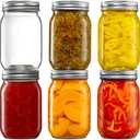 [4 Pack] 16 oz. Regular-Mouth Glass Mason Jars with Metal Airtight Lids and Bands for 1 Pint Canning, Preserving, & Meal Prep