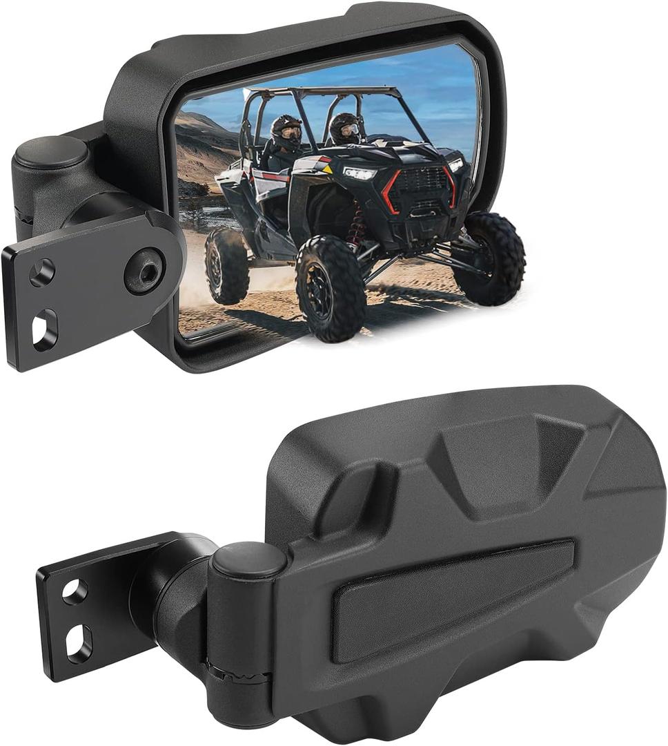 KEMIMOTO UTV Side Mirrors, Adjustable Surface Folding Aluminum Special Clamp Side View Mirrors Compatible with 2014-2023 Polaris RZR XP 900 1000 Turbo Trail UTV Bolt Mount Accessories #2881198