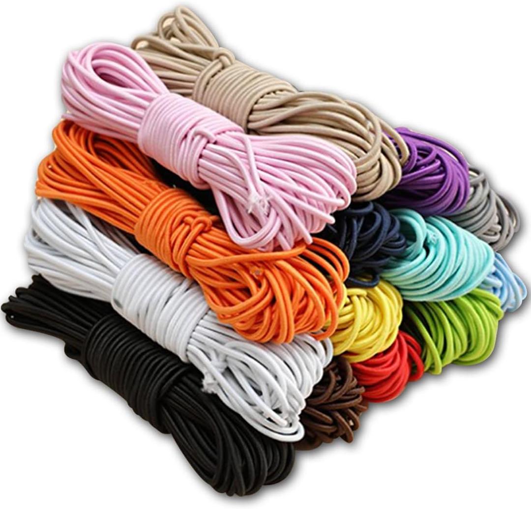 PerkHomy Bungee Shock Cord Rope Marine Grade Heavy Duty Polyester Bungie Elastic Stretch String for Kayak Strap Tarp Tie Down Canopy Boating Camping Tent Crafting Patio White-3/16 x 50'