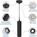 DAKASON Black Pendant Light, LED Modern Pendant Light Fixture for Kitchen Island, Industrial Pendant Lighting for Dining Room, Vintage Chandelier to Decor Living Room, Hallway (1Pack)