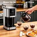 10 Cup Programmable Drip Coffee Maker, Adjustable Brew Strength, Pause & Serve, Heat Resistant Glass Carafe, Permanent Filter, Auto Shut Off, Stainless Steel, Compact Coffee Machine for Home Office