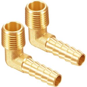 2PCS Brass 3/4" NPT Male to 3/4" Barb 90 Degrees Elbow Hose Barb Fittings Adapter Connector for Water/Oil/Gas