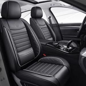 Car Seat Covers Full Set Universal Fit for Most Cars SUV Sedans Trucks Leather Car Seat Cushion Automotive Seat Cover Accessories Waterproof Leatherette Car Seat Cushion Covers (Black&White)