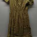 BTFBM Womens Summer 2025 Casual Midi Maxi Dresses Lightweight Short Sleeve V Neck Elastic Waist Boho Beach Dress Pockets (Large, Army Green)