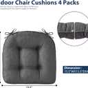 IASEAHK Chair Cushions for Dining Chairs, Seat Cushions for Kitchen Chairs, Indoor Seat Cushions with Ties, Tufted Foam Chair Pads, Non Slip Chair Cushions Set of 4, 15.5" x 15.5" x 4", Dark Grey