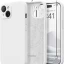 Magnetic for iPhone 15 Case, Compatible with MagSafe, [Screen Protector + Full Camera Protection], Silicone Shockproof Anti-Scratch Protective Phone Case for iPhone 15 6.1", White