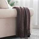 BOURINA Brown Throw Blanket 60x80 Inches Throw Textured Solid Soft Sofa Throw Couch Knitted Decorative Blanket
