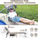 Oversized Extra Wide Tanning Chair with Sun Canopy Face Hole Padded Adjustable Washable, Heavy Duty Layout Folding Lounge Chair for Outside Beach Reading Sunbathing, UPF 50+, XL, Plus Size, 330 LBS
