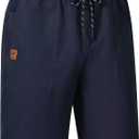 QPNGRP Men's Stretch Waist Casual Shorts with 5 Pockets Include 1 Zipper Pocket (Black)
