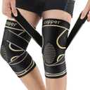 Copper Knee Braces with Strap for Knee Pain Women and Men(2 Pack), Knee Compression Sleeve for Arthritis, ACL, Meniscus Tear, Joint Pain Relief, Knee Support for Working, Running, Weightlifting(M)
