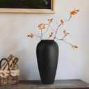 Rustic Large Ceramic Vintage Vase,Matte Black 13.4 Inch Tall Pottery Farmhouse Floor Vase for Living Room Entryway Table Centerpiece Decor,Boho Decor Terracotta Vases for Wedding Housewarming Gift
