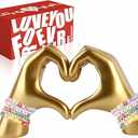 MOYI Gold Decor Living Room Accent Home Decor, Heart Hands Sculpture Love Statue Desk Office Shelf Decoration for Bedroom Bookshelf Coffe Table Aesthetics Decorations, Gifts for Women Mom Girlfriend