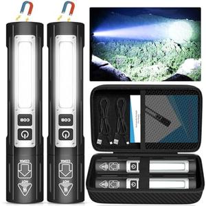 Banral Rechargeable Flashlights High Lumens - Super Bright Small Pocket Magnetic Flashlight, 8 Modes LED Tactical Flash Light, Dual Button Powerful Flashlight for Camping (2, Pure Black)
