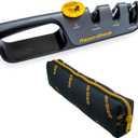 RazorSharp Knife Sharpener With Adjustable Angle Guide Diamond-Coated Ceramic Sharpening Stones for All Knives Including Precision Kitchen, Professional, Chef's Knives Non-Slip Rubber Edge Grip (Grey,Black,Yellow)