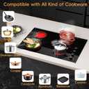 Electric Cooktop 30 inch 4 Burner, 6700W Built-in Radiant Electric Stove Top with Knob Control, Electric Ceramic Stove Cooktop with 11 Level Power Adjustable, 220-240V, Hard Wire, 4 Zones / 30 Inch / No Plug / Knob