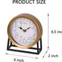 Modern Golden Table Clock on Stand, Decorative Desk and Shelf Clock, Mantel Clock Farmhouse Clock Non-Ticking, Home Dcor for Living Room, Bedroom, Bedside, Desk, Gift Clock (Gold)