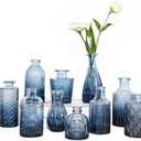TBWIND 11Pcs Blue Glass Bud Vases Set, Small Vases for Flowers, Perfect for Centerpieces at Parties, Baby Showers, Weddings, Events, Graduation Season, Great Gifts for Office & Home Décor