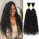 Dorsanee Water Wave Bulk Hair for Braiding 20 Inch 2 Bundles 200g Natural Black Curly Braiding Hair for Boho Braids No Weft Wet and Wavy Braiding Hair Extensions (#1B,100g/bundle)