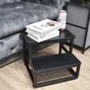 SZLHANJZ Step Stool, Bedside Steps for High Beds with Round Corners, 2 Steps Footstool for Adults, Metal and Wood Stepping Stool for Kitchen Bedroom, Load 500 LB, Black