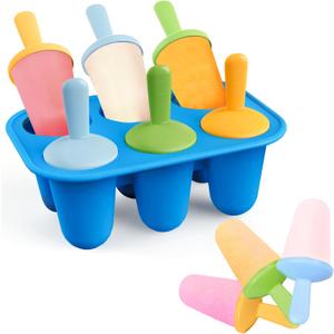 Lamesa Popsicles Molds Silicone, 6 Pieces BPA-Free Ice Pop Mold, Reusable Mini Toddler Popsicle Molds with Sticks, Homemade Small Popsicle Mold for Kids (Blue)