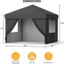10X10 Pop Up Canopy Tent with 4 Sidewalls, Heavy Duty Commercial Instant Shelter, One-Person Quick Setup Outdoor Party Tent, Water-Resistant & Portable for Outdoor Events, Camping, Black