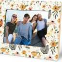 Rustic Floral Chicken Picture Frame 5x7, Chicken Mom Lady Lovers Gifts, Farmhouse Hen Flower Photo Picture Frames for Desk Tabletop Wall Display Decorations