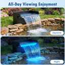 Pond Waterfall Spillway Kit, 8 inch Stainless Steel Spillway with Remote Control LED Lights, 660GPH Submersible Water Pump, Outdoor Waterfall Fountain for Water Feature, Garden, Backyard, Pool