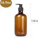 4 Pack 16.9 Oz Shampoo and Conditioner Hand Soap Dispenser Refillable Pump Bottles with Waterproof Labels (Amber)