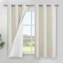 YoungsTex Linen Short Blackout Curtains 40 Inch Length for Bedroom, Rustic Room Darkening Drapes with Grommet Thermal Insulated for Kitchen Bathroom Window, 2 Panels, 42 X 40 Inch