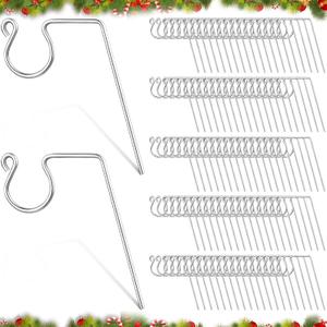 Ferraycle Metal Christmas Light Gutter Hooks Christmas Light Hanger Hooks for Gutters Stainless Steel Xmas Outdoor Clips for Kitchen Bathroom Work Shop Garden(Silver,100 Pieces)