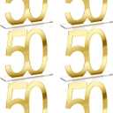 Threehoney 6 Pcs Mirror Gold 50th Birthday Decorations for Men and Women Acrylic Anniversary Decorations Table Numbers Centerpieces for Birthday Party