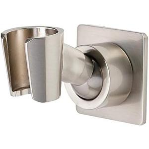 Shower Head Holder All Metal Handheld Shower Wand Bracket Adhesive Shower Wall Mount Holder Brass Shower Spray Holder Brushed Nickel, Drill Free Glue Installation