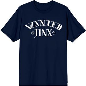 League of Legends Arcane 'Wanted Jinx' Adult Navy Crew Neck Short Sleeve T-Shirt (M)
