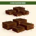 8-Pack Pine Wood Buffet Risers, Multi-Size Nesting Cube Food Display Stands for Buffet Table & Catering, Hollow Bottoms Food Risers for Multi-Level Buffet Presentation-Brown