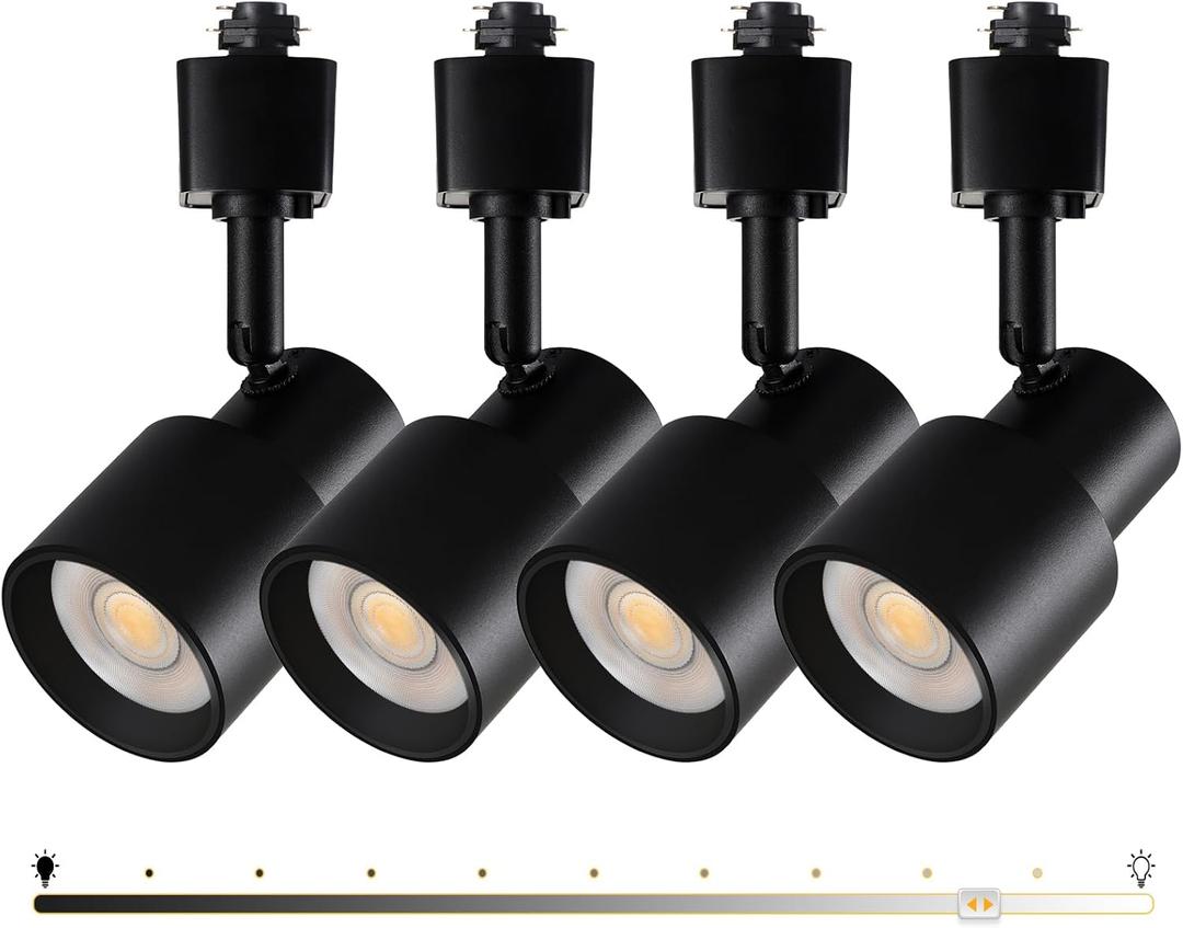 10W H Track Lighting Heads, Dimmable LED Track Lighting Heads Fixtures Bright 3000K Warm White Track Light Head for Accent Task Art, Flicker Free CRI90+ 24 900lm (Black, 10W - 4 Pack) (10W - 4 Pack, Black)