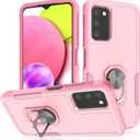 for Galaxy A03s Case: 2 in 1 Shockproof Phone Cover with 360° Rotatable Kickstand Ring - Heavy Duty Drop-Proof Phone Case for Galaxy A03s 6.5" - Pink