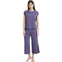 GYS Bamboo Viscose Pajamas for Women Summer Capri Set, Air Purple, X-Large