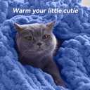 Negwoo Chunky Knit Throw Blanket, 50''*60'' Knitted Throw Chenille Yarn for Bed Couch, Handmade Light Blue Crochet Big Thick Blanket, Machine Washable Cute Comfy Blanket for Home Decor