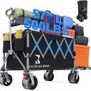 57" L Large Collapsible Foldable Wagon with Tailgate & Brake, 500LBS Heavy Duty Beach Wagons with All-Terrain Big Wheels, 300L Folding Utility Cart for Sand Garden Shopping Groceries Sports (Black)