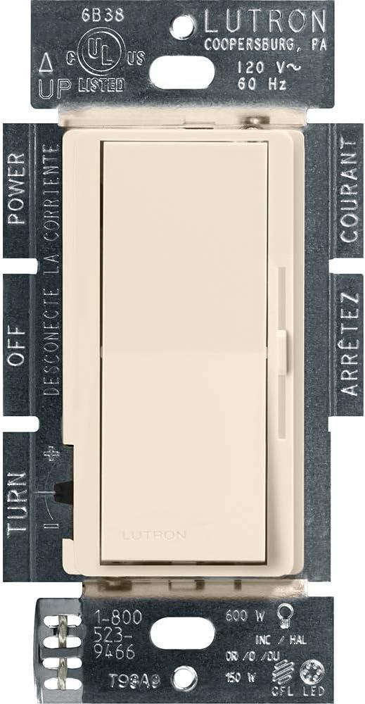 Lutron Diva LED+ Dimmer Light Switch for Dimmable LED, Halogen, and Incandescent Bulbs, 150 Watt, Single-Pole or 3-Way, DVCL-153P-LA, Light Almond