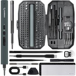 STREBITO Electric Screwdriver 155 in 1 Mini Electric Screwdriver Set, Max 5 N.m, 140 S2 Magnetic Bits, 3 Torque Settings, 650mAh Power Screwdriver Cordless Rechargeable, Repair Tool Kit for PC Phone (Black)