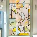 3D Stained Glass Window Privacy Film, Heat Control UV Blocking Static Cling Decorative Window Film for Bathroom,Front Door,Home Non Adhesive,16.9 x 39.3 inches Wilderness