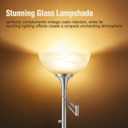 Floor Lamps for Living Room Silver, 70" Tall Standing Lamp with Glass Shade, Bedroom Floor Lamp with 350Adjustable Swing Arm Lamp, Pole lamp for Bedroom, Living Room, Office, Bulbs Included