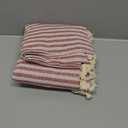 AMZALI Stripe Tassel Tablecloth Cotton Linen Stain Resistant/Dust-Proof Waterproof Table Cover for Kitchen Dinning Tabletop Decoration (Rectangle/Oblong,55 x 87 Inch, Red)