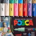 uni POSCA PC-1M Water-Based Paint Markers, Extra Fine Tip (0.7mm), Assorted Colors, 16 Pack