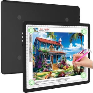 Elice Magnetic A4 Light Board for Diamond Painting, Ultra-Thin Tracing LED Light Box with Side Buttons, Super Bright Diamond Art Light Pad, Light Table for Drawing, Sketching, Weeding Vinyl - Black