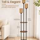 KIZON 71" Floor Lamp with Shelves and Rattan Shades, 3-Tier Standing Light