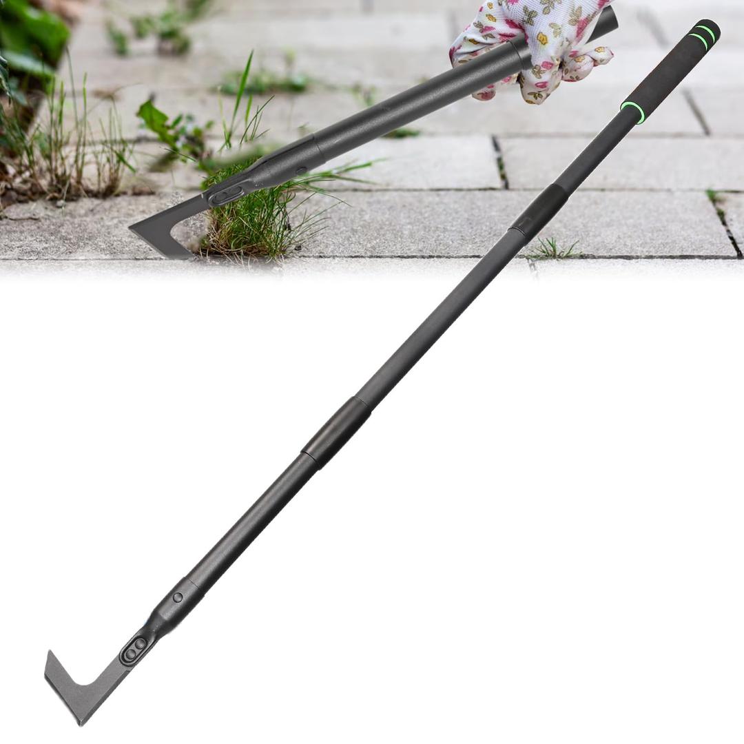 Crack Weeder Tool Long Handle Manual Weeders Crevice Weeding Tool L Shaped Multiple Sharp Blades Efficient Weeding for Narrow Spaces Driveways Sidewalks Paving Stone Gaps