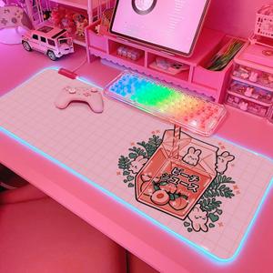 JMIYAV White RGB Gaming Mouse Pad 31.5x12 Inch PC XL Large Extended Glowing Led Light Up Desk Pad Non-Slip Rubber Base Computer Mouse Pad Cute Mousepad Mat 31.5x12 Inch (P-juice New)